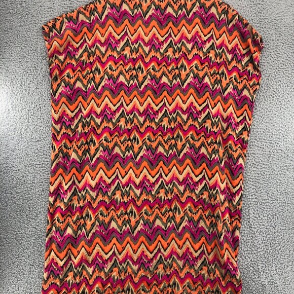 Masai Dress Womens Extra Large Pink Zig Zag Short Sleeve Lagenlook Knee Pockets - Picture 3 of 10